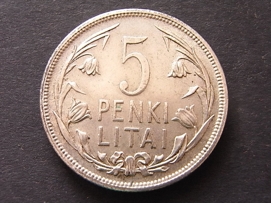  Litauen 5 Penki Litai 1925 vzgl KM78 Silber   