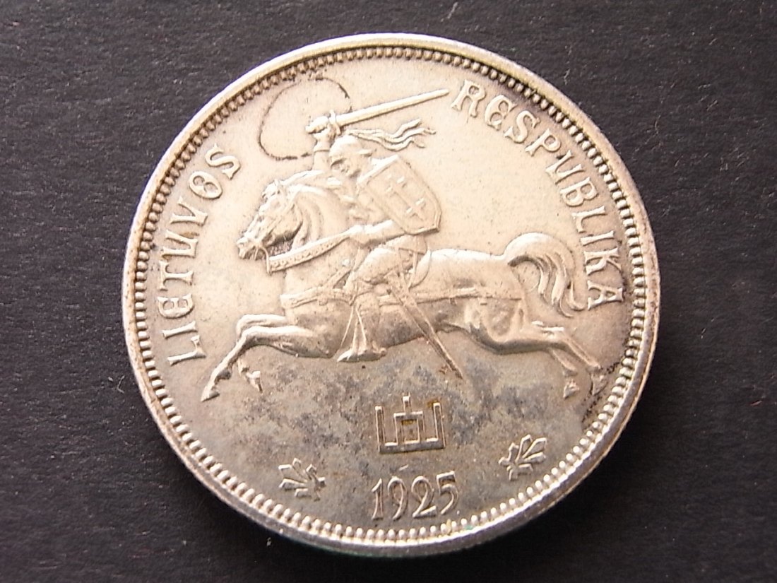  Litauen 5 Penki Litai 1925 vzgl KM78 Silber   