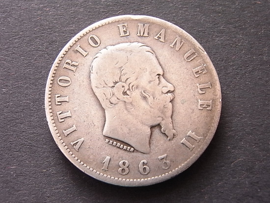  Italien 2 Lire 1863 NBN s KM16.2 Silber   