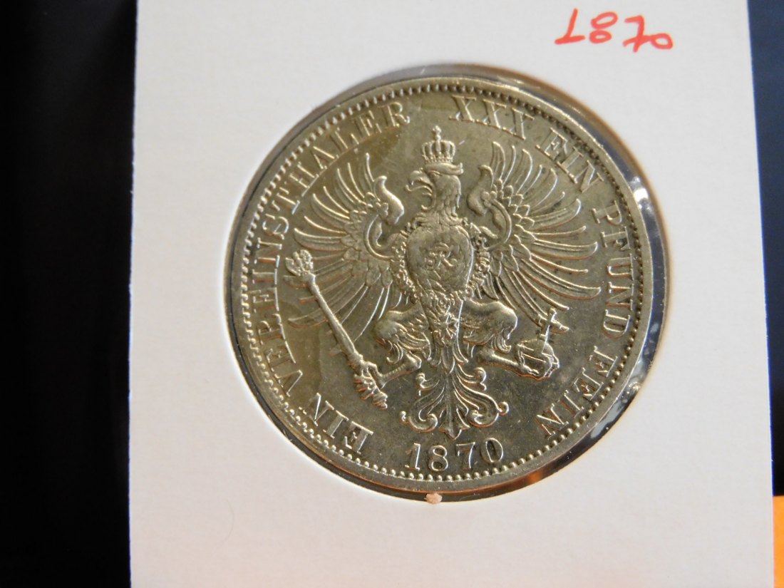  GERMANY 1 THALER 1870 PRUSSIA.GRADE-PLEASE SEE PHOTOS.   
