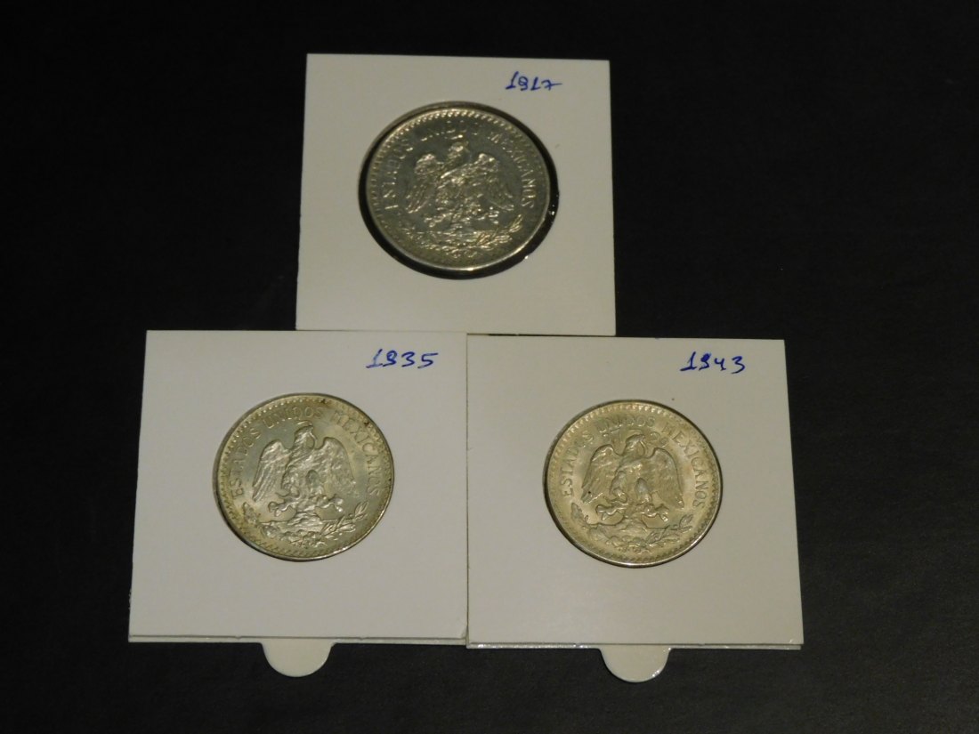  MEXICO 3X 50 CENTAVOS 1917-1935-1943.GRADE-PLEASE SEE PHOTOS.   