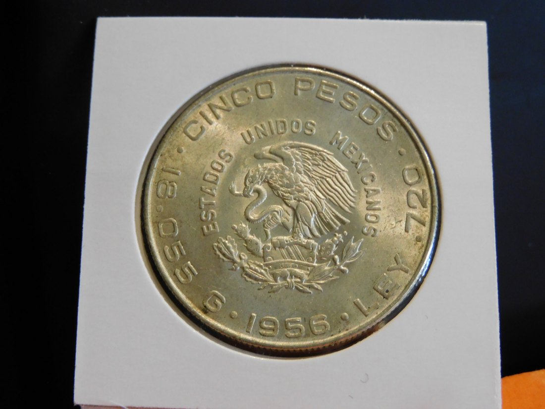  MEXICO 5 PESOS 1956.GRADE-PLEASE SEE PHOTOS.   