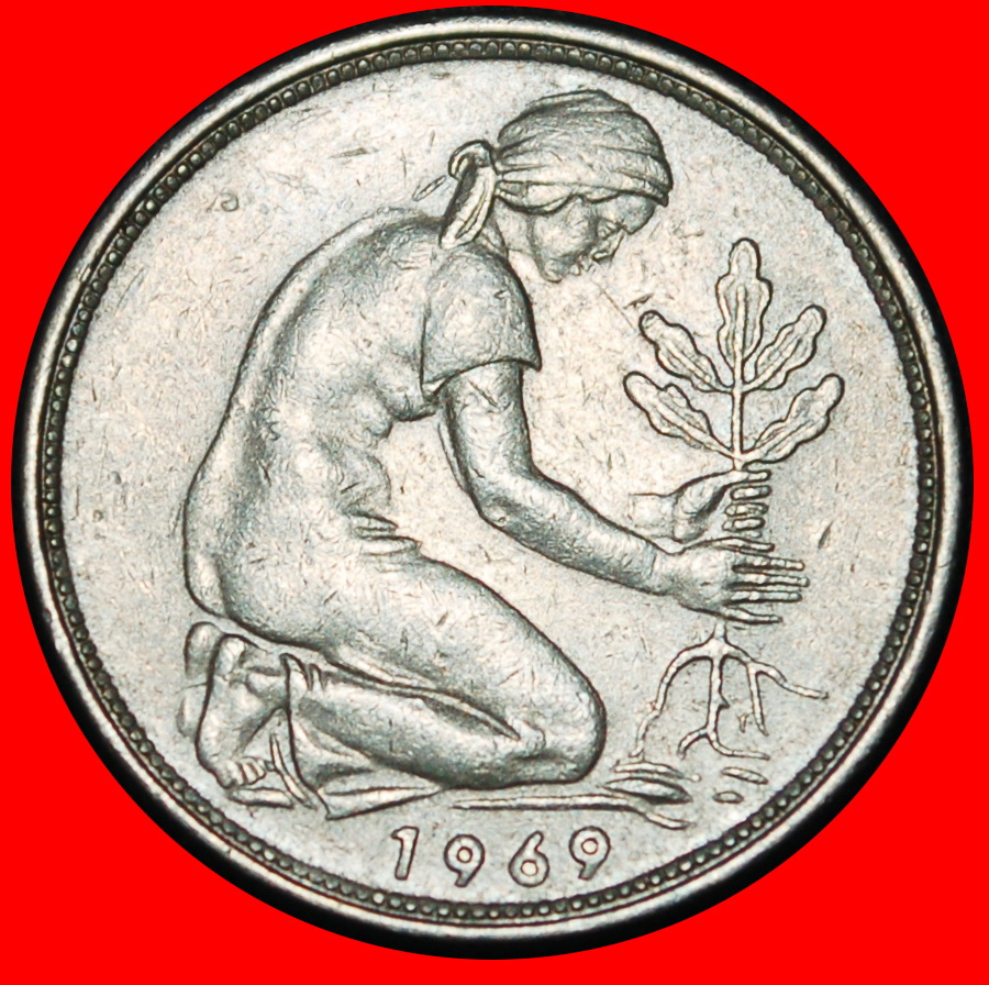  Ⰶ NOT COMMUNIST TYPE (1949-2001): GERMANY★50 PFENNIGS 1969F DISCOVERY! BADEN★LOW START ★ NO RESERVE!   