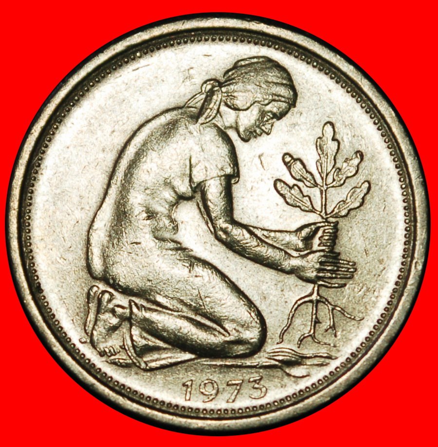  Ⰶ NOT COMMUNIST (1949-2001): GERMANY★50 PFENNIGS 1973D DISCOVERY! BAVARIA!★LOW START ★ NO RESERVE!   