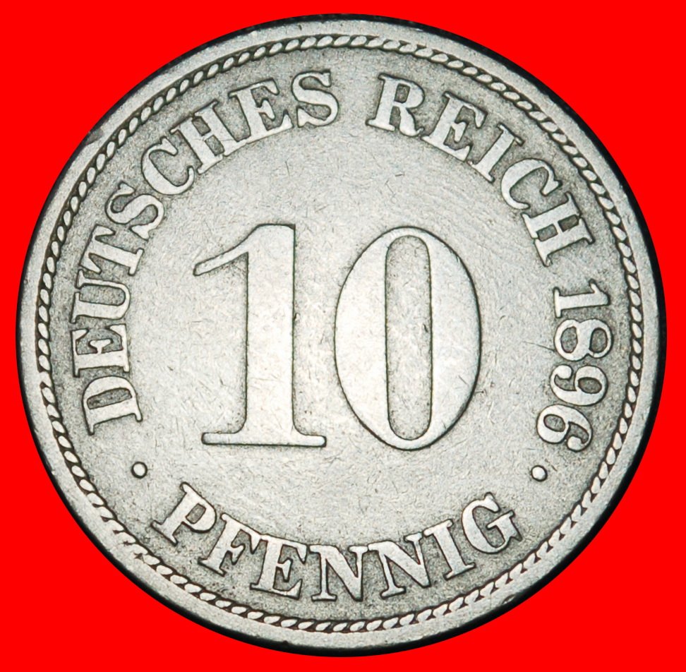  Ⰶ EAGLE (1890-1916): GERMANY★10 PFENNIGS 1896F WUERTT.! WILLIAM II 1888-1918★LOW START ★ NO RESERVE!   
