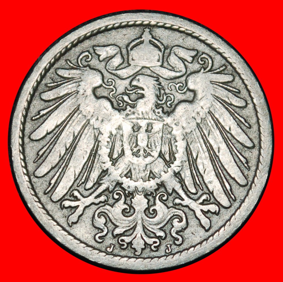  Ⰶ EAGLE (1890-1916): GERMANY★10 PFENNIGS 1896J HAMBURG! WILLIAM II 1888-1918★LOW START ★ NO RESERVE!   