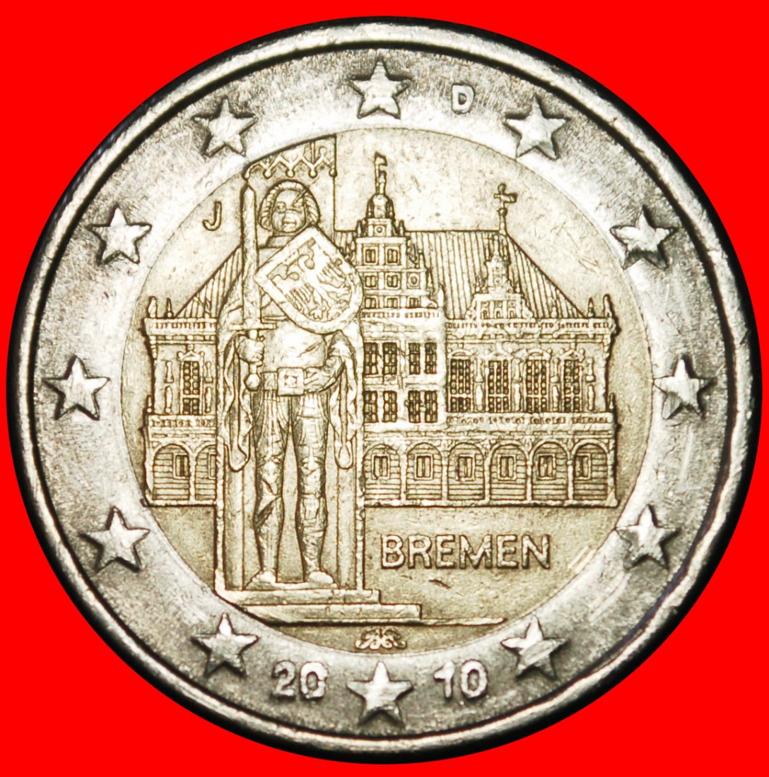  Ⰶ KNIGHT ROLAND 1404: GERMANY ★2 EUROS 2010J NON-PHALLIC TYPE! HAMBURG DIE I★LOW START ★ NO RESERVE!   
