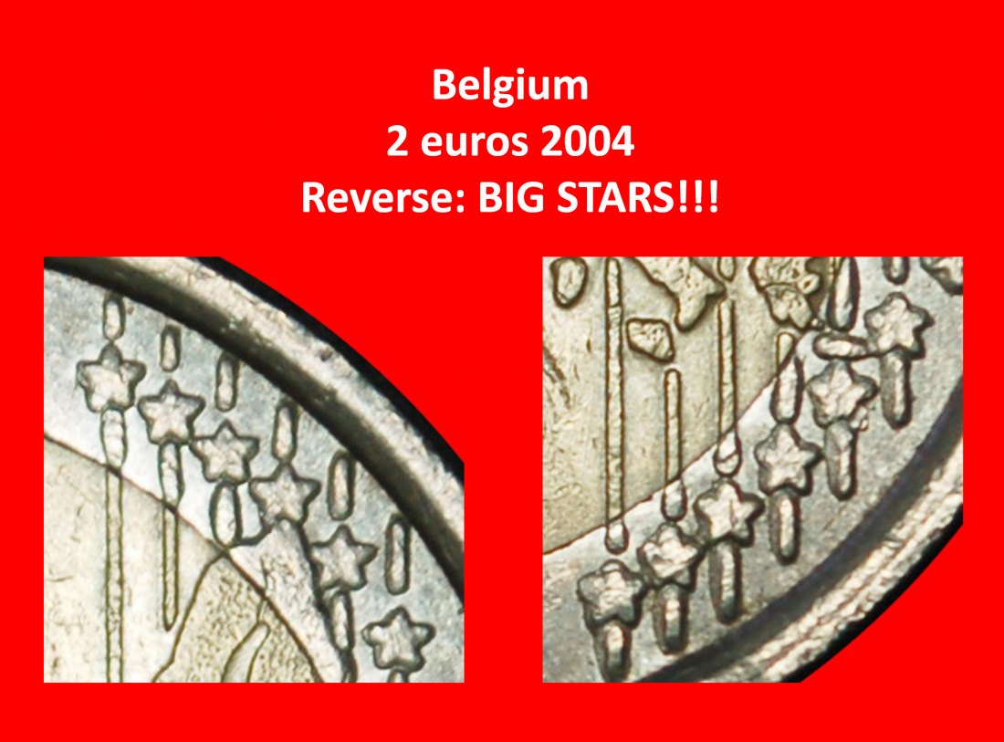  Ⰶ ALBERT II (1993-2013): BELGIUM ★ 2 EUROS 2004 PHALLIC 1999-2006! BIG STARS★LOW START ★ NO RESERVE!   