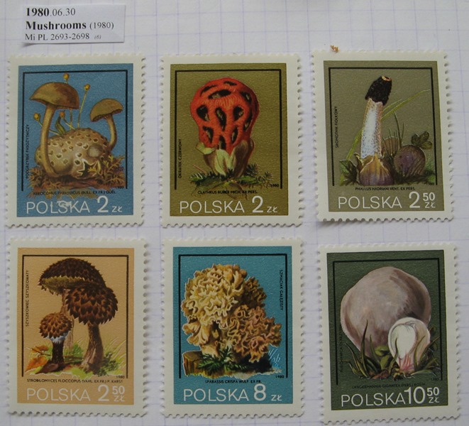  1980, Poland, a stamp series: „Mushrooms”   