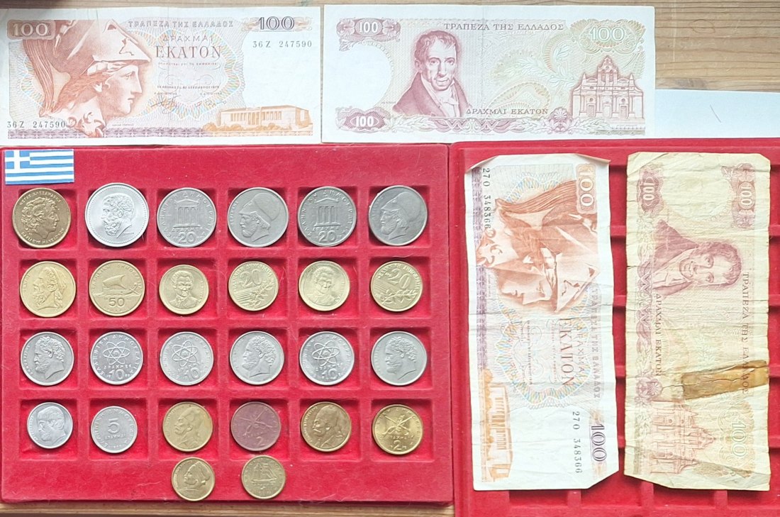  Griechenland, 1 Drachma bis 100 Drachmei Gesamtgewicht 205g   