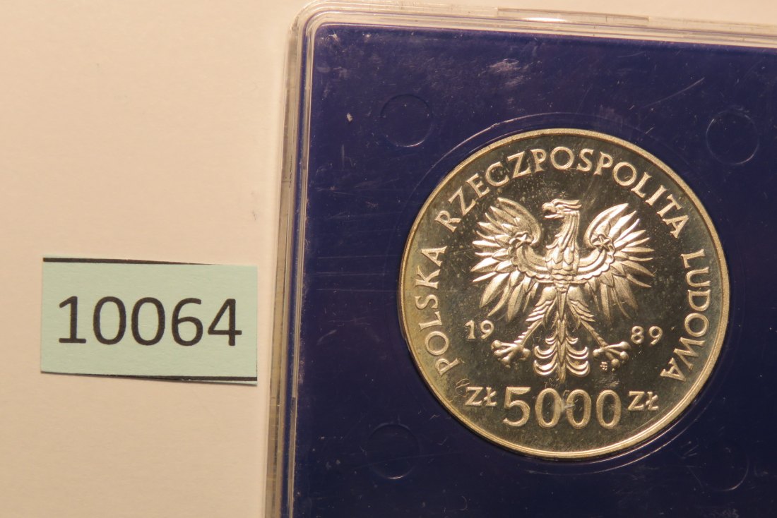  10064 Polen 1989 - 5.000 zt - Rathaus Thorn - 16,5 g SILBER 0.750   