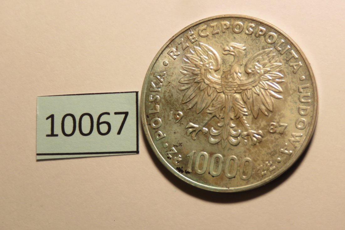  10067 Polen 1987 - 10.000 zt - Papst Joh. Paul II - 19,3 g SILBER 0.750   