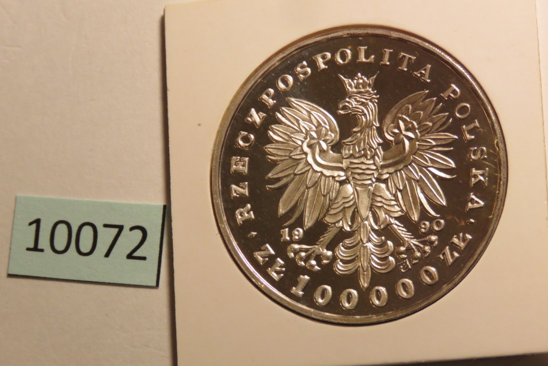  10072 Polen 1990 - 100.000 zt - Kosciusczko auf Pferd - 31,1 g SILBER 0.999   