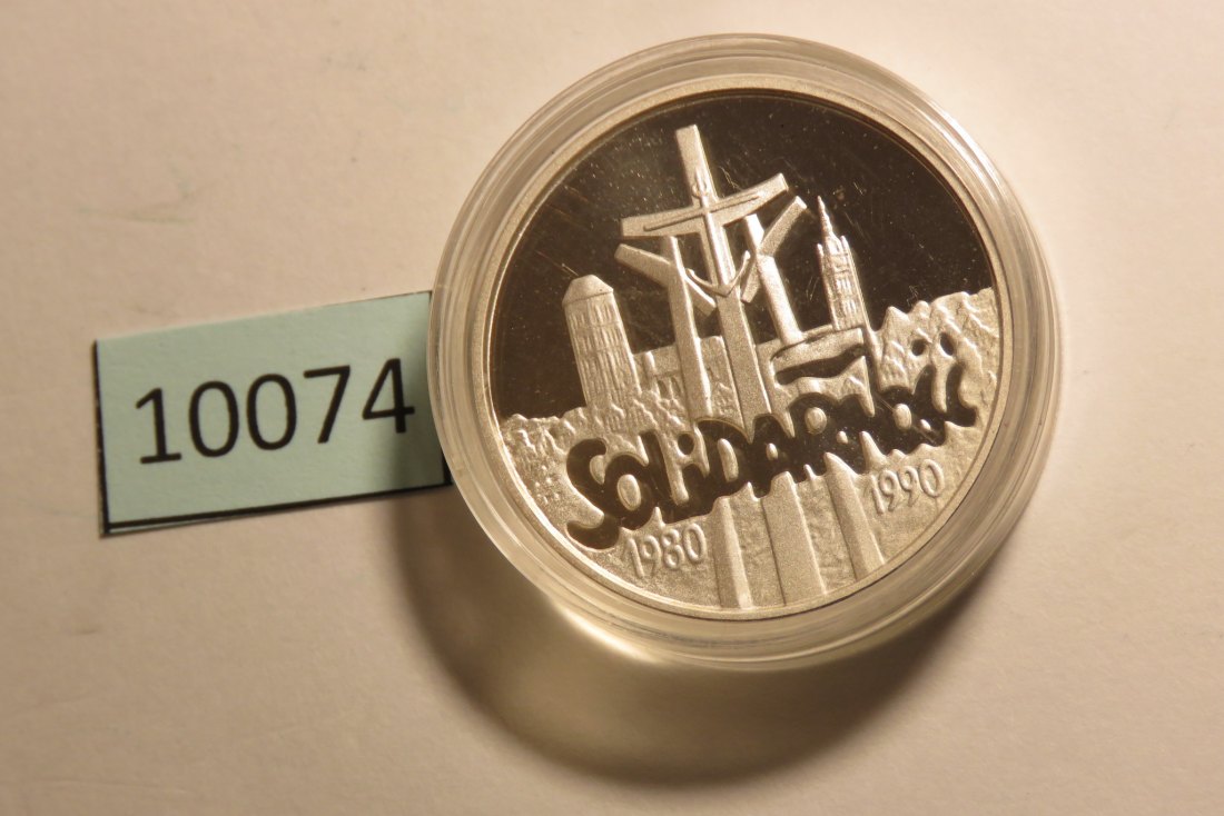  10074 Polen 1990 - 100.000 zt - Solidarnosc - 31,1 g SILBER 0.999   