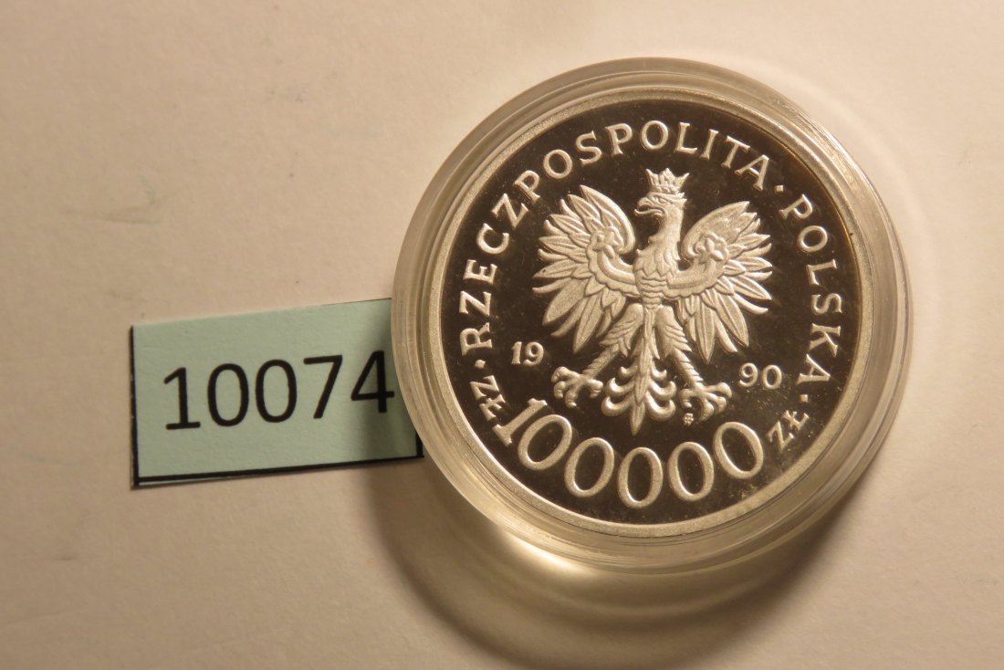  10074 Polen 1990 - 100.000 zt - Solidarnosc - 31,1 g SILBER 0.999   