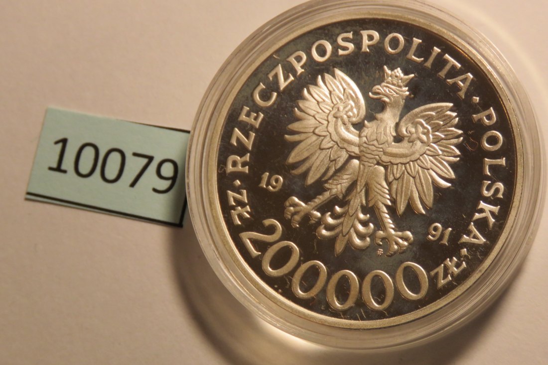  10079 Polen 1991 - 200.000 zt - Olympia Segeln - 31,1 g SILBER 0.925   