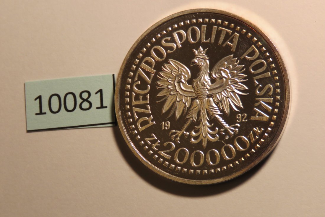  10081 Polen 1992 - 200.000 zt - 500 Jahre Amerika - 31,1 g SILBER 0.999   