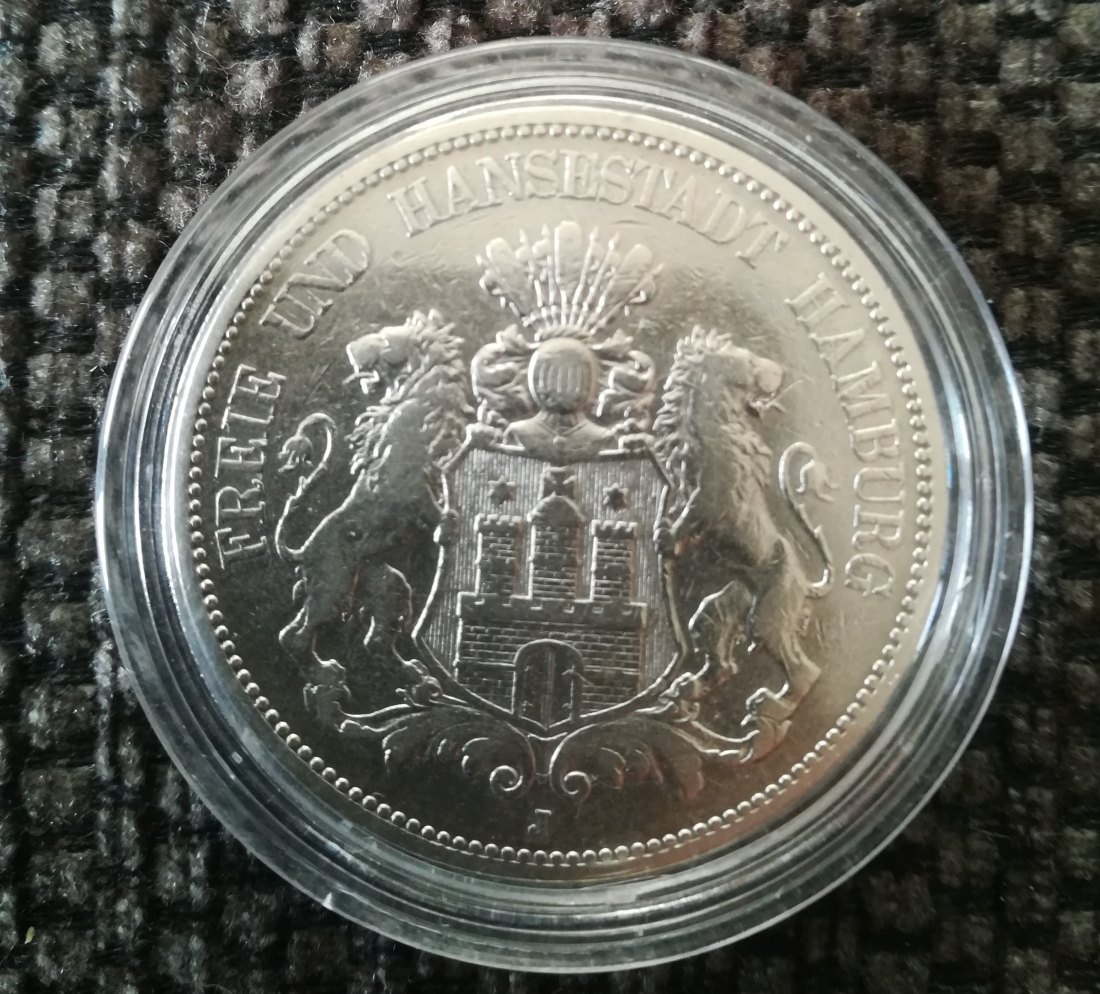  5 Reichsmark Hansestadt Hamburg 1875   