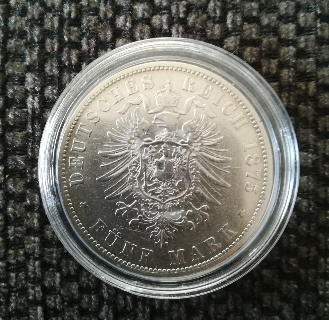  5 Reichsmark Hansestadt Hamburg 1875   