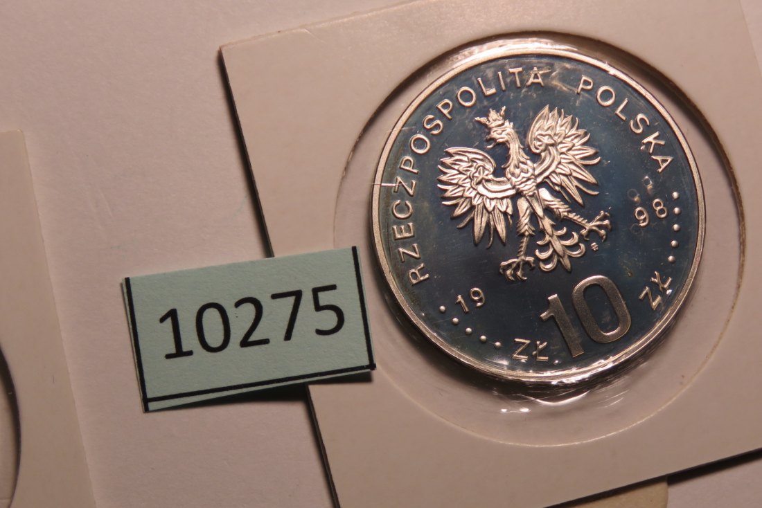  10275 Polen 1998 - 10 zt - Figur zw. Händen - 14,1 g SILBER 0.925   