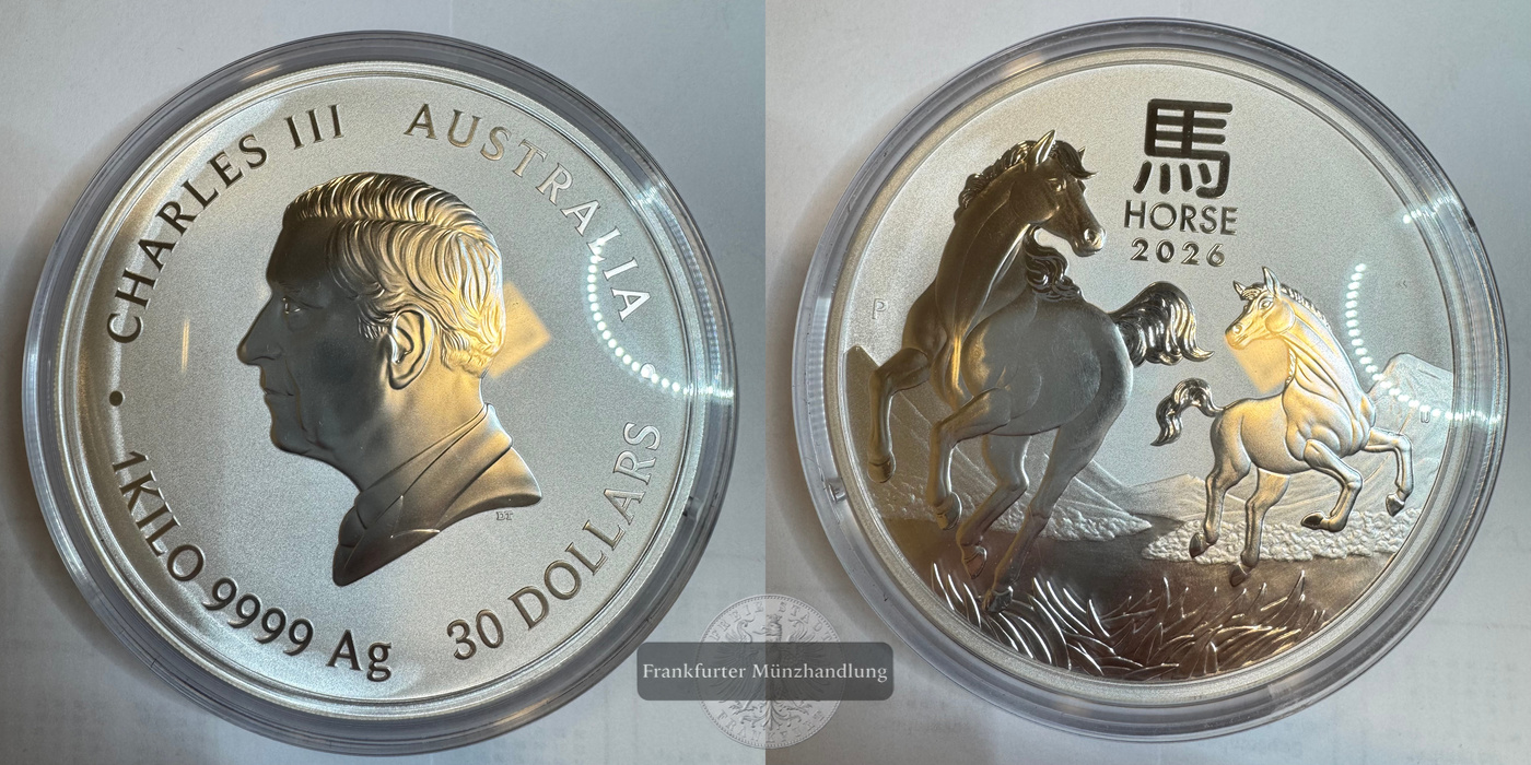  Australien 30 Dollars Charles III Year of the Horse 2026 FM-Frankfurt Feinsilber: 1000g/1kg   