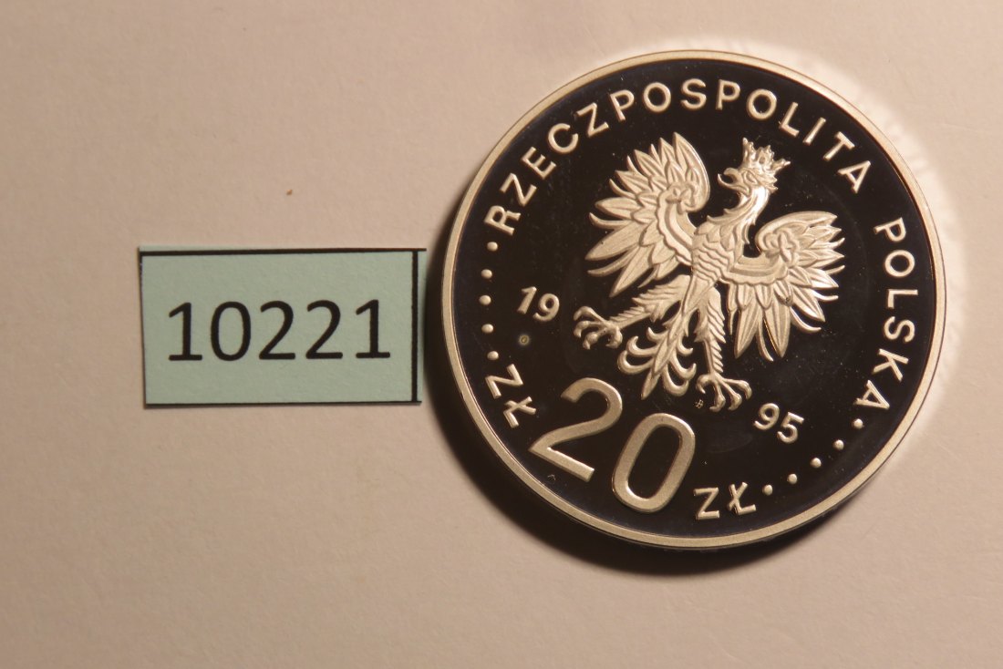  10221 Polen 1995 - 20 zt - Kopernikus und ECU - 28,2 g SILBER 0.925   