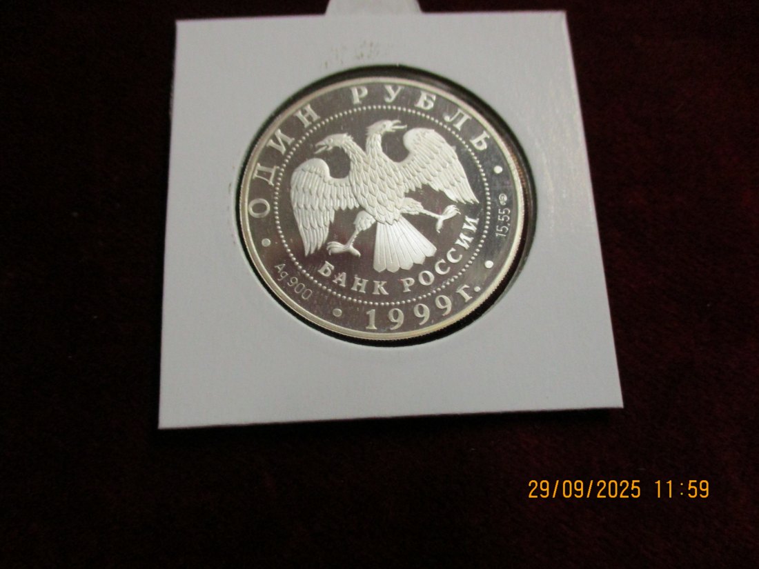  Russland 1 Rubel 1999 Tiere Igel 900er Silber 15,55 Gramm   