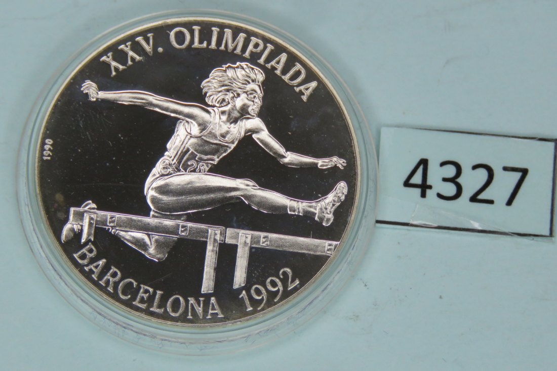  4327 Kuba 1990 - 10 Pesos - Olympia Barcelona - Hürdenlauf - 28 g SILBER 0.925   