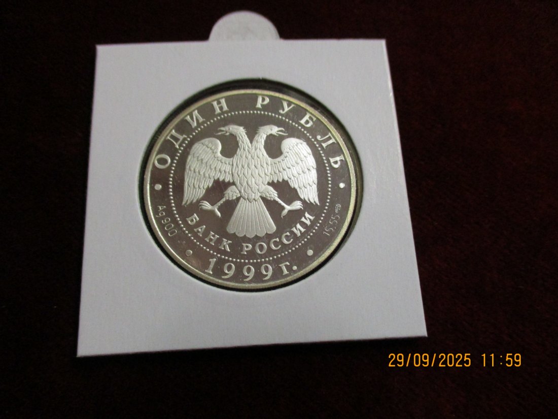  Russland 1 Rubel 1999 Tiere Schlange 900er Silber 15,55 Gramm   