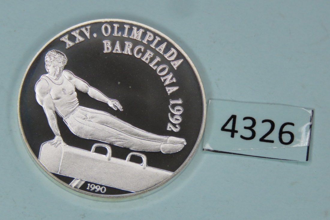  4326 Kuba 1990 - 10 Pesos - Olympia Barcelona - Turnen - 28 g SILBER 0.925   