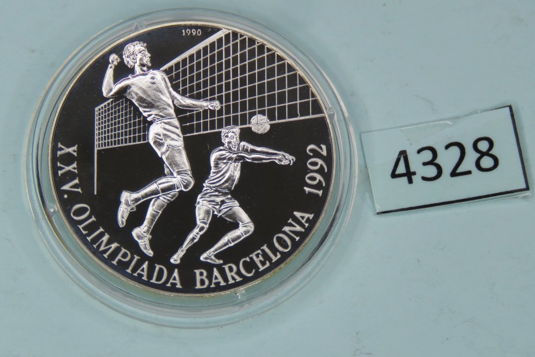 4328 Kuba 1990 - 10 Pesos - Olympia Barcelona - Volleyball - 28 g SILBER 0.925   