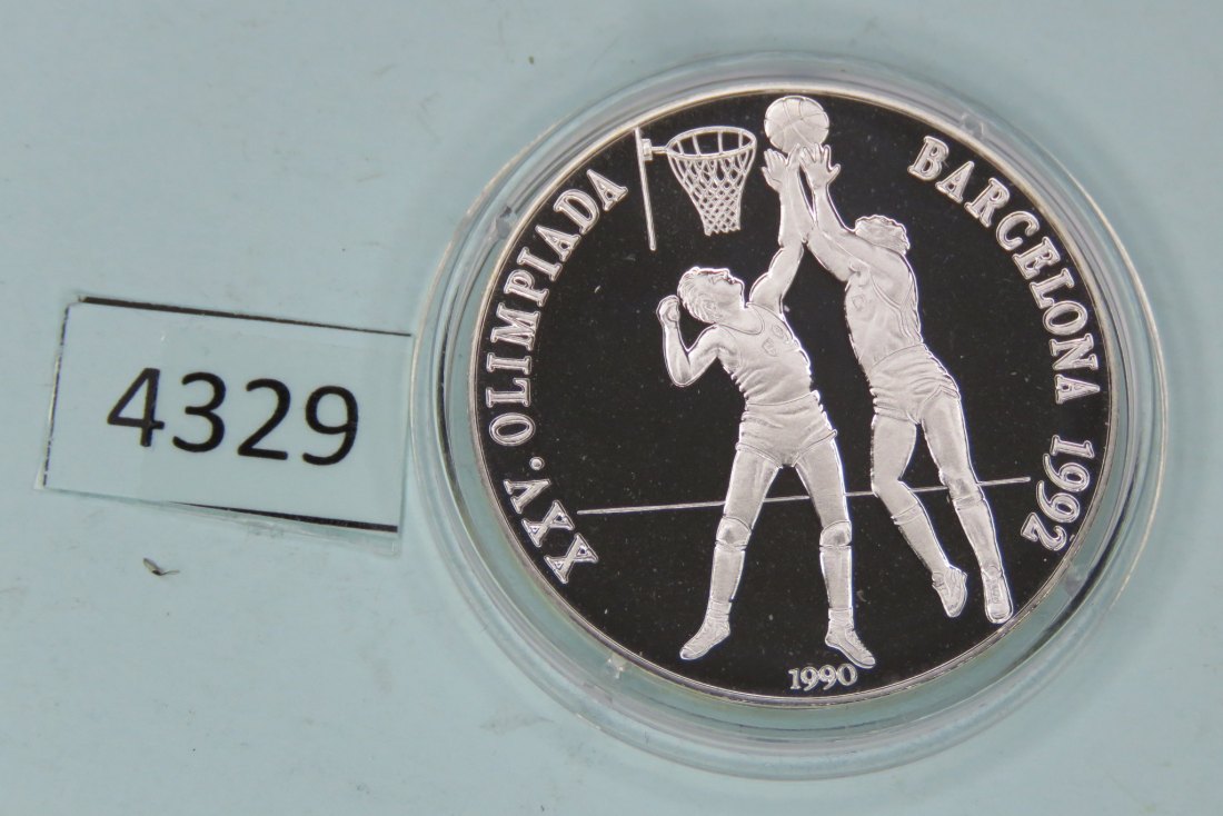  4329 Kuba 1990 - 10 Pesos - Olympia Barcelona - Basketball - 28 g SILBER 0.925   