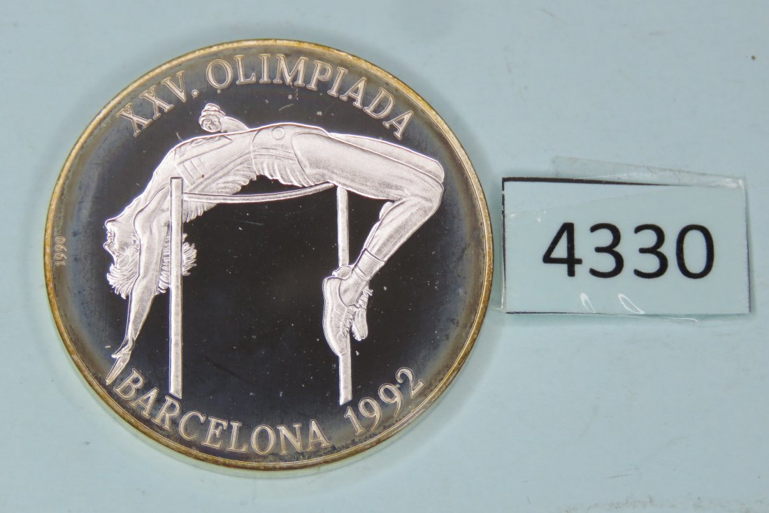  4330 Kuba 1990 - 10 Pesos - Olympia Barcelona - Hochsprung - 28 g SILBER 0.925   