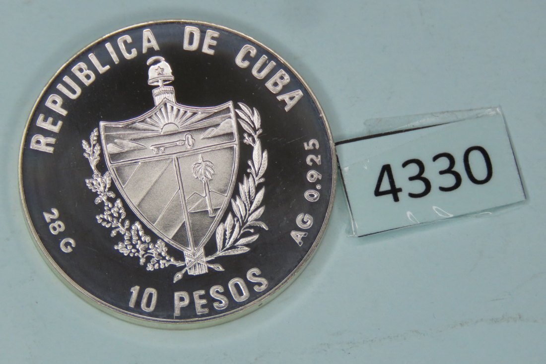 4330 Kuba 1990 - 10 Pesos - Olympia Barcelona - Hochsprung - 28 g SILBER 0.925   