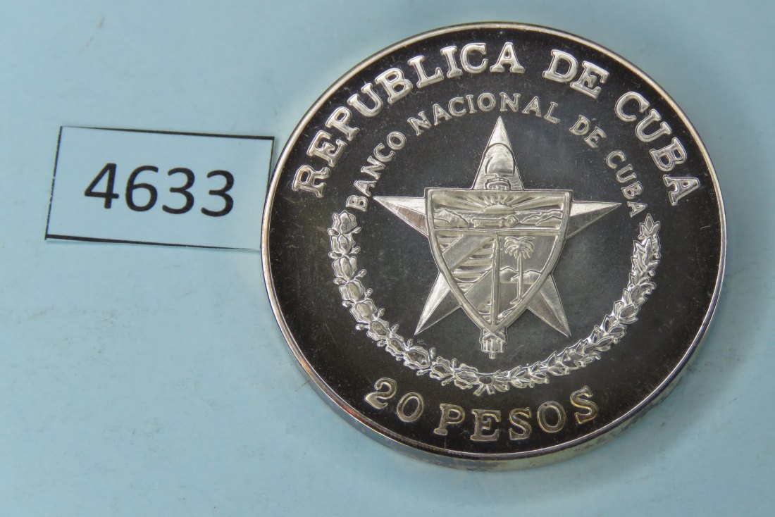  4633 Kuba 1988 - 20 Pesos - Camillo Cienfuego - 62,2 g Silber 0.999   
