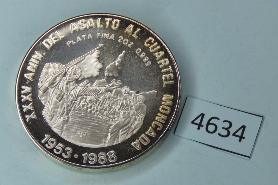  4634 Kuba 1988 - 20 Pesos - 35 Jahre Moncada - 62,2 g Silber 0.999   