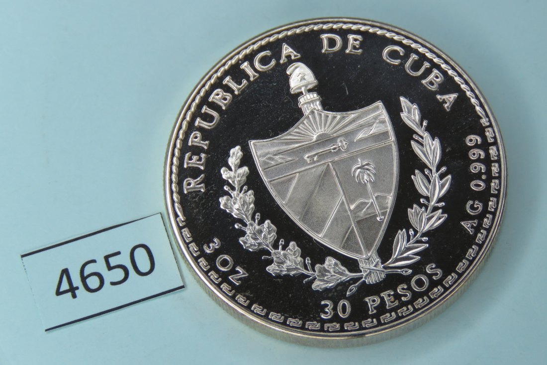  4650 Kuba 1992 - 30 Pesos - Bartolome de las Casas - 93,3 g Silber 0.999   