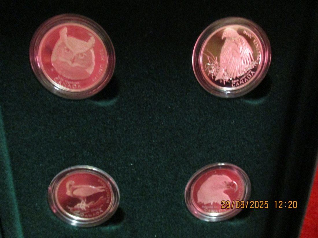  4 x 50 Cent Kanada Tiermotive 925er Silber 37,2 Gramm   