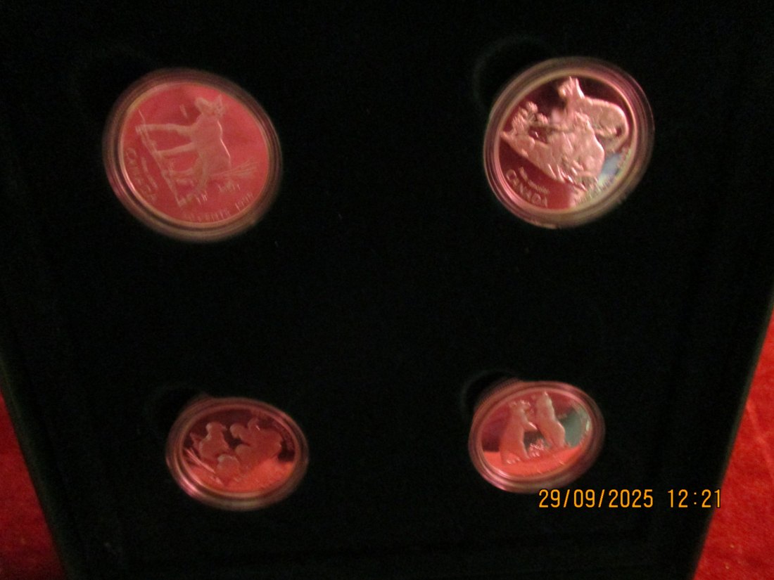  4 x 50 Cent Kanada Tiermotive 925er Silber 37,2 Gramm   