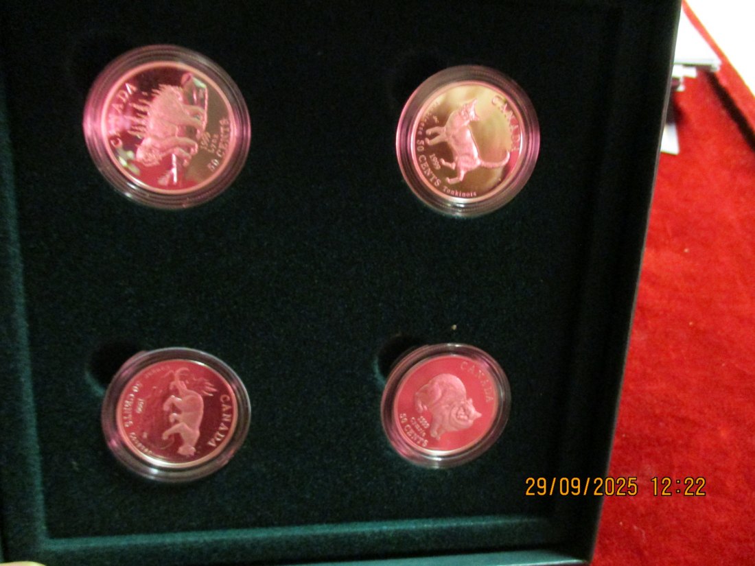  4 x 50 Cent Kanada Tiermotive 925er Silber 37,2 Gramm   
