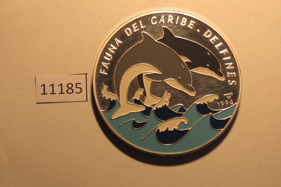  11185 Kuba 1994 - 50 Pesos - Delfine - 155,5 g Silber 0.999 COLOR   