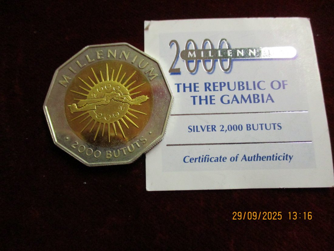  2000 Bututs Guyana Millennium 925er Silber 28,28 Gramm   
