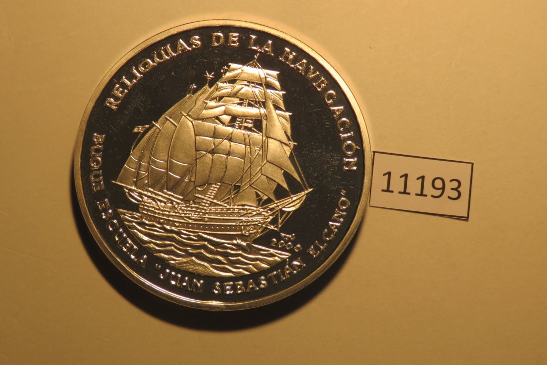  11193 Kuba 2000 - 50 Pesos -  Schiff Juan Sebastian El Cano  - 155,5 g Silber 0.999   