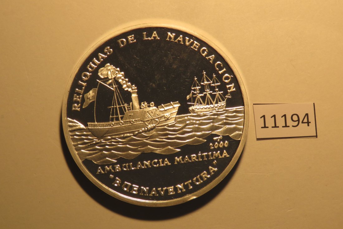  11194 Kuba 2000 - 50 Pesos -   Schiff Buenaventura   - 155,5 g Silber 0.999   
