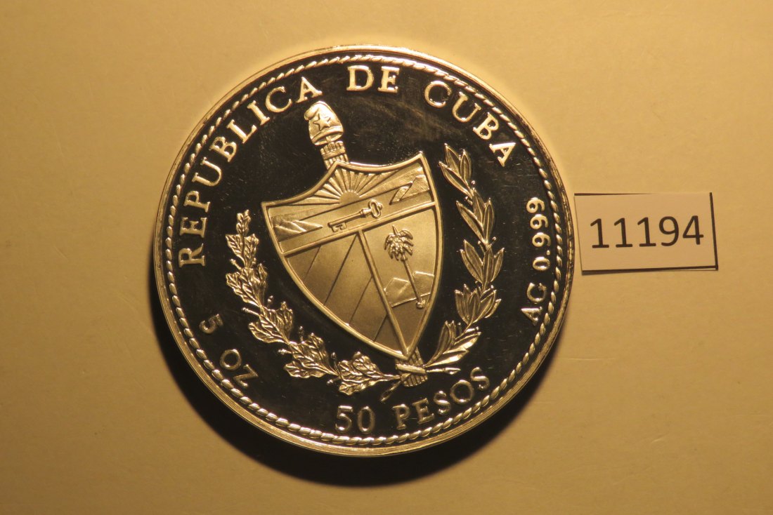  11194 Kuba 2000 - 50 Pesos -   Schiff Buenaventura   - 155,5 g Silber 0.999   