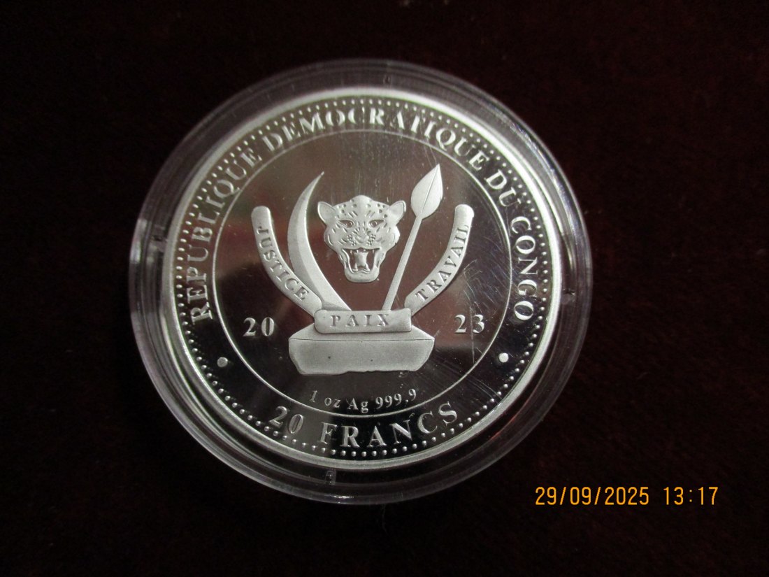  20 Francs Kongo 999,9er Silber 31,1 Gramm   