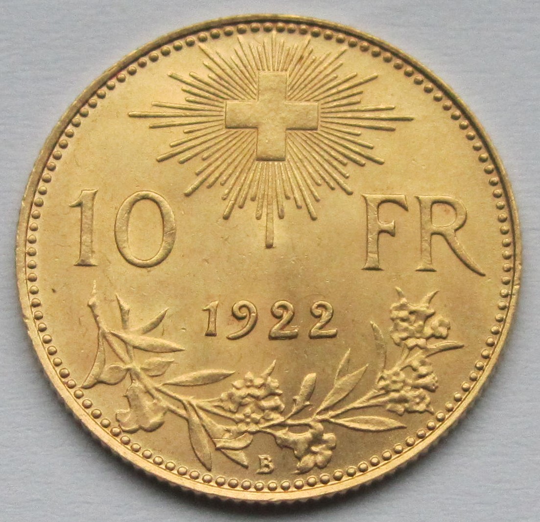  Schweiz: 10 Franken 1922   