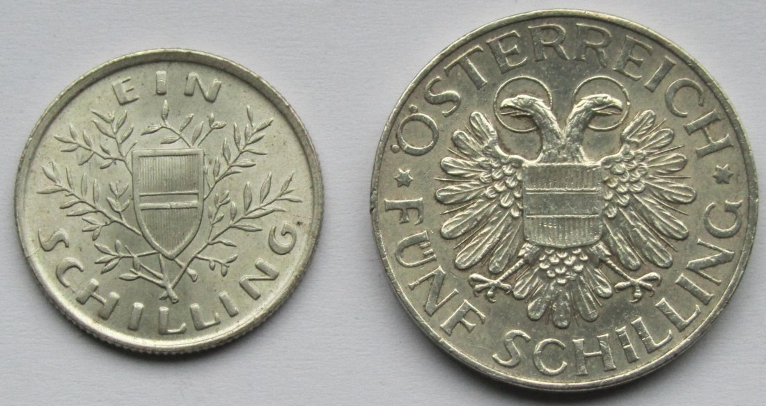 Österreich: 1 Schilling 1925 + 5 Schilling 1935   