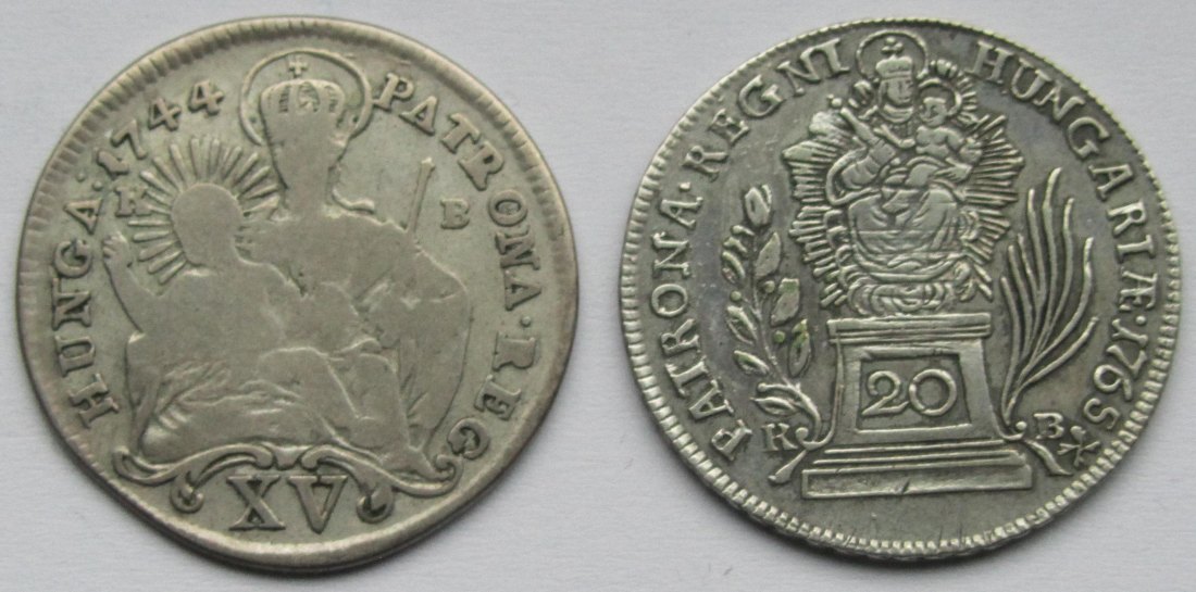  Ungarn: 15 Kreuzer 1744 + 20 Kreuzer 1765   