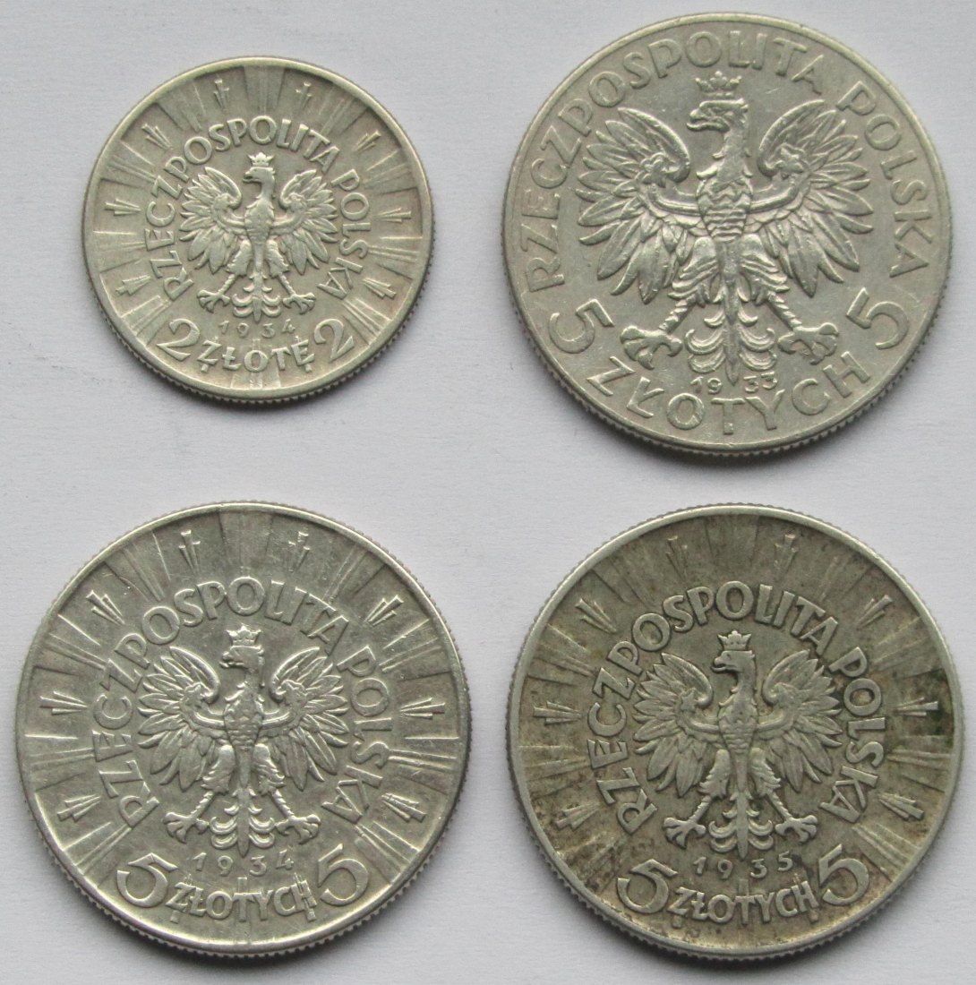  Polen: Lot aus vier Silbermünzen, zusammen 28,1 g Feinsilber   